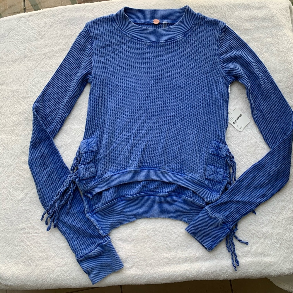 Ocean Blue Sweater with side ties by Free People